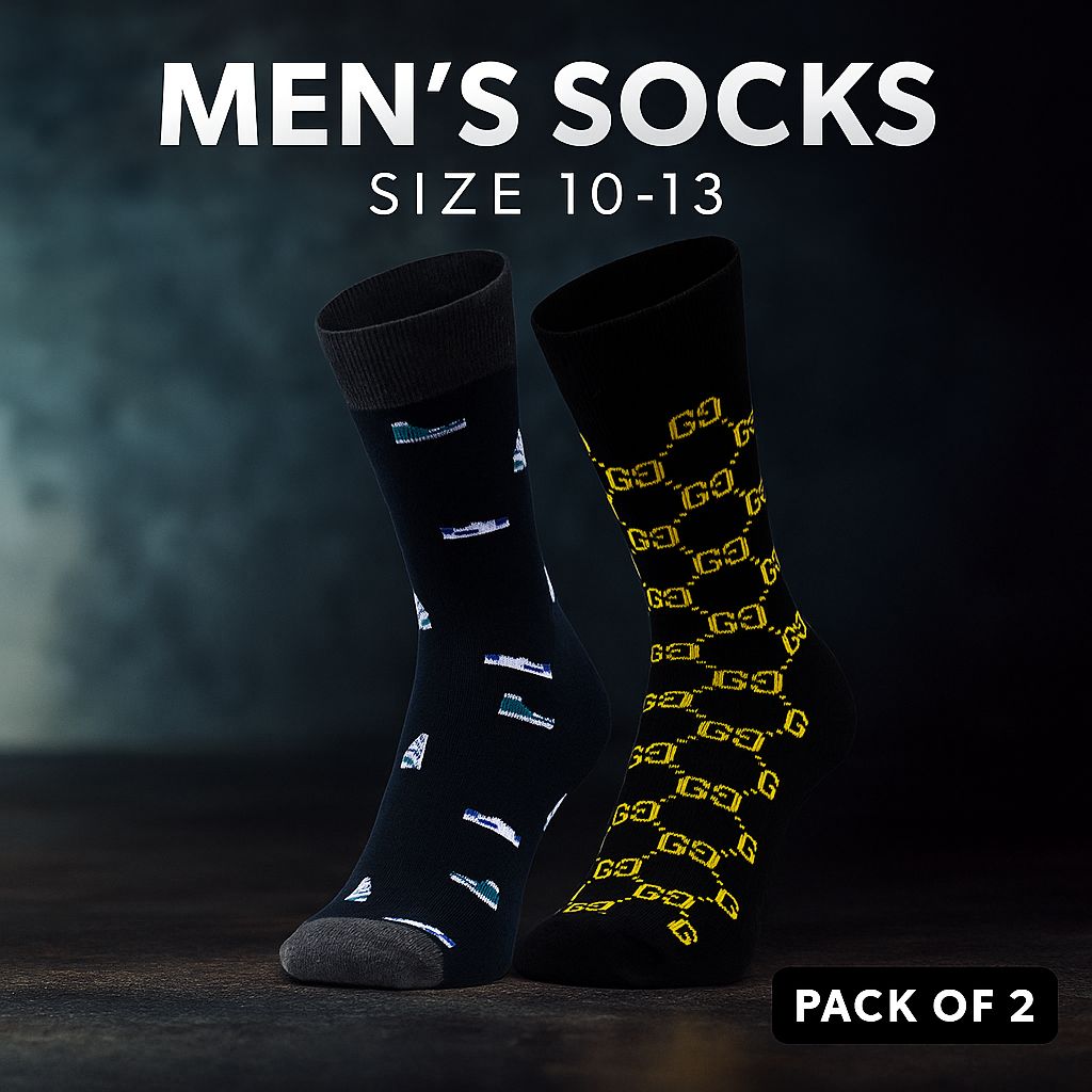 Pack of 2 - Men's Patterned Crew Socks