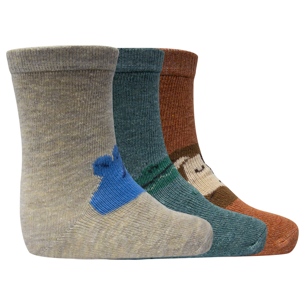 Lion, Rhino & Crocodile Print Crew Socks for Boys