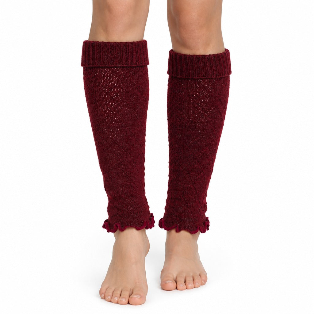 Maroon Ribbed Knit Leg Warmer
