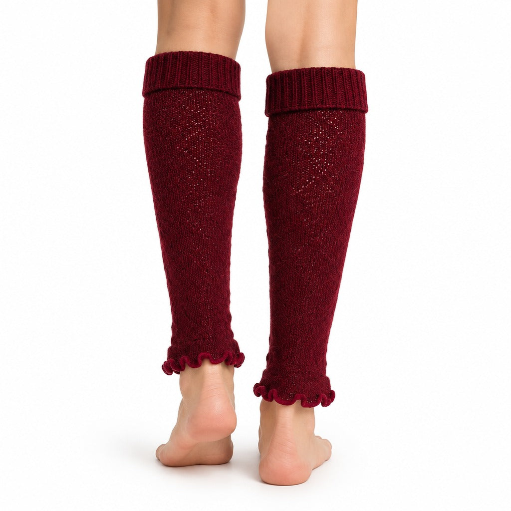 Maroon Ribbed Knit Leg Warmer