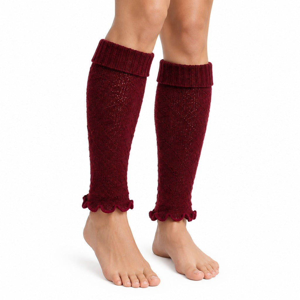 Maroon Ribbed Knit Leg Warmer