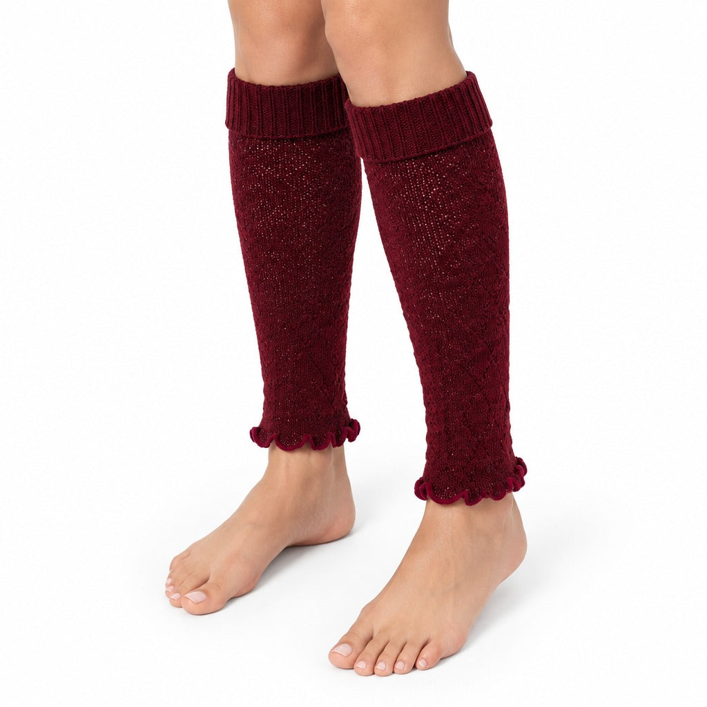 Maroon Ribbed Knit Leg Warmer